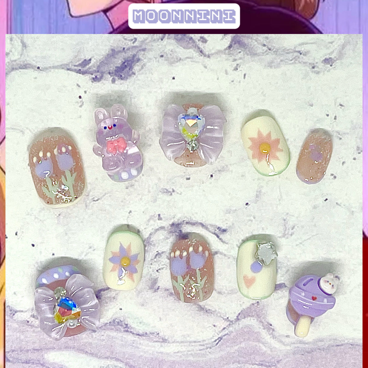 MOONNiNi HANDMADE PRESS ON NAiLS - N75 RABBiT BABY